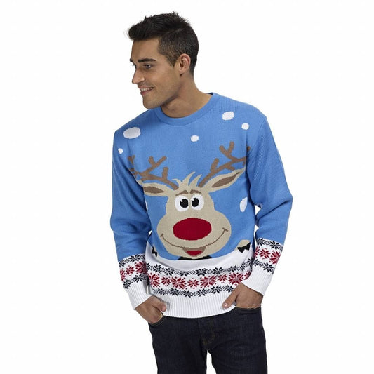 Homme - Pull de Noël - Bleu